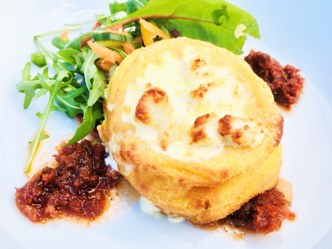 Twice-baked goat's cheese soufflé